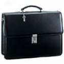 Jack Georges Platinum Collection Double Gusset Flap W/ Metal Frame And Combintation Lock