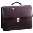 Jack Georges Platinum Collection Treble Gusset Flap W/ Metal Frame And Combination Lock