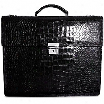 Jack Georges The Croco Collection Double Gusset Flap W/open Back Pocket