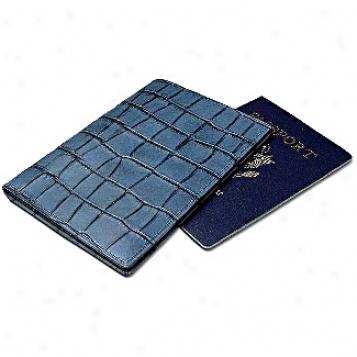 Kena Kai Datasafe? Sereis Crocodile Embossed Leather Passport Wallet