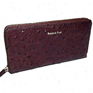 Kena Kai Datasafe? Series Women's Embosssed Ostrich Zippered Wallet