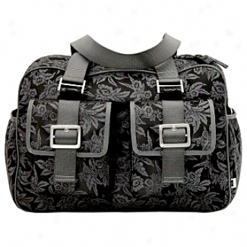 Oioi Sophisticaed Baby Bags Black Floral Jacquard Diaper Carry All