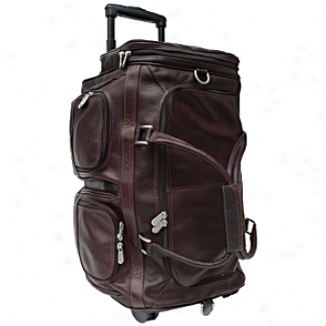 Piel Leather  Goods     22in. Duffel W/pocket On Wheels