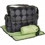Oioi Sophisticated Baby Bags Grey Dot Messenger With Green Lining