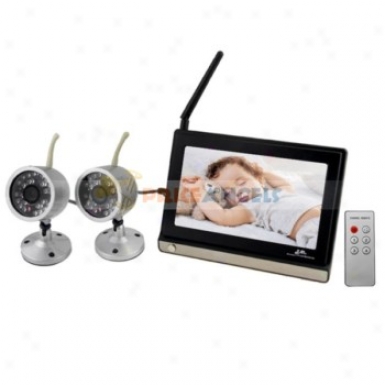 2.4 Ghz Wireless Baby Kits 7-inch Tft Lcd 4-channel Av Color Monitor Receiver Waterproof Ir Security Cameras(black)