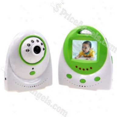 2.4ghz Wireless Baby Monitor With Audio Visual Night Vision Camera+2.4 Inch Lcd Receiver(green And White)