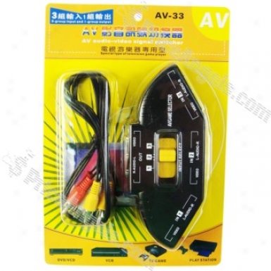 3-port Av Audio - Video Signal Switcher (black)