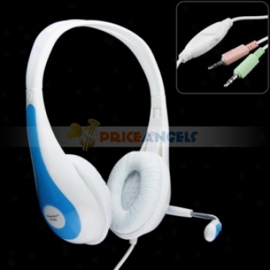 3.5mm Jack Adjustable Headphone Earphone Headset With Microphone/volume Control For Mp3/cell Phone/computer(blue)