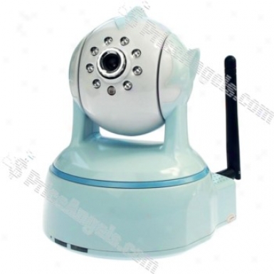 802.11b/g Wifi 300kp Mjpeg Ip Camera With Audio And 9-led Night Vision (light Blue)