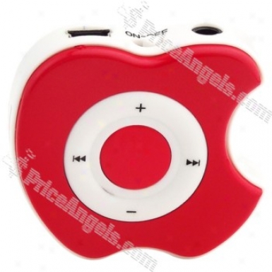 Apple Shaped Usb Rechargeable Screen Liberate Mp3 Media Player With Clip-red(tf Slot))