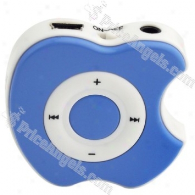 Apple Shaped Usb Rechargeable Screen Free Mp3 Media Player With Clipp-blue(tf Slot)