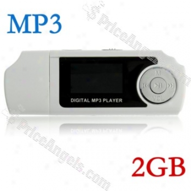 Biscuit Shaped Portable Mini Tft Display Mp3 Idler With Built-in Usb Port-2gb(white/3.5mm)