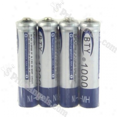 Bty 1.2v 1000mah Ni-mh Rechargeable Aaa Batteries (4-paack)