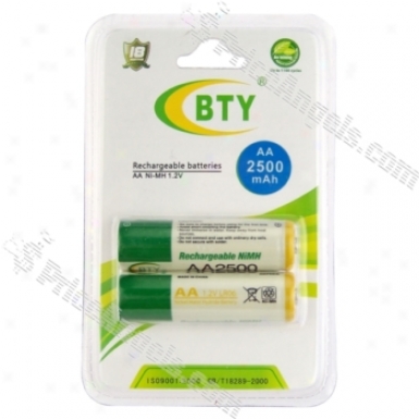 Bty 1.2v 2500mah Ni-mh Rechargeable Aa Batteries (2-pack)