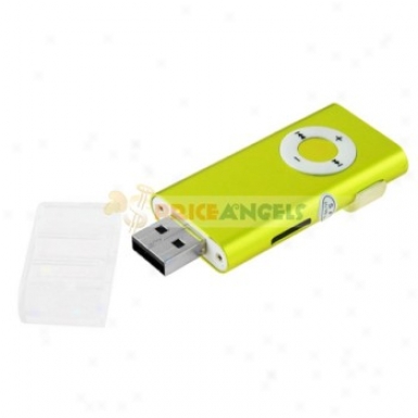 Clip-style Portable Usb Mp3 Media Player With Tf Slot(green)