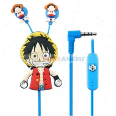 Creative Cartoon Luffy Diction Crystal 3.5mm In-ear Earphone With Microphone/winder
