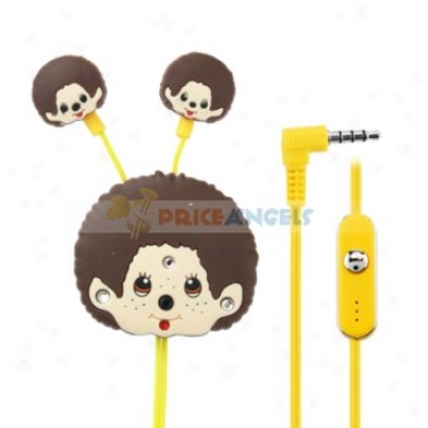 Creative Catroon Monchhichi Style Crystal 3.5mm In-ear Earphone With Microphone/winder