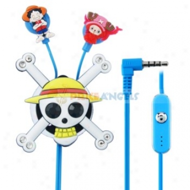 Creative Cartoon One Piece Style Crystal 3.5mm In-ear Earphone With Microphone/winder