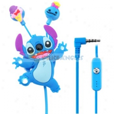 Creative Cartoon Stitch Style Crystal 3.5mm In-ear Earphone With Microphone/winder