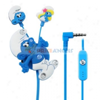 Creative Cartoon The Smurfs Style Crystal 3.5mm In-ear Earphone With Microphone/winder