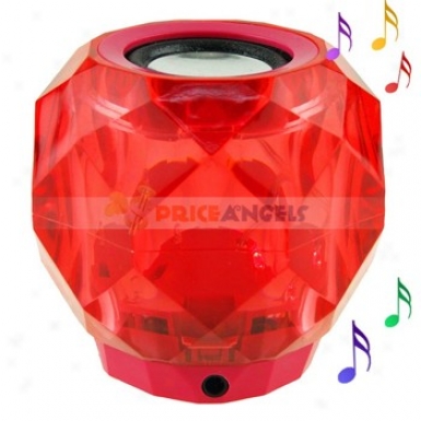 Crgstal Style Mini Speaker Amplifier With Fm Radio/tf Card For Pc Mp3 Mp4 Player(red)