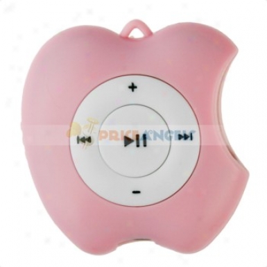 Cute Apple Shaped Screen-free Mp3 Media Player With Tf Card Slot(pink)