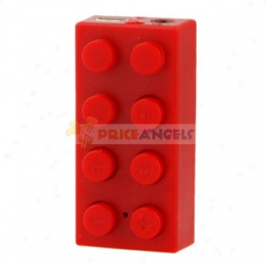 Cute Brick Shaped Screen-free Mp3 Media Player With Tf Card Slot(red)