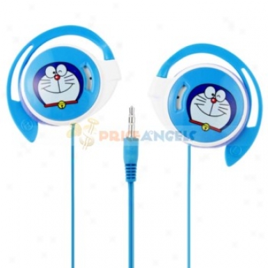 Cute Doraemon On-ear Hook Style Stereo Earphone Headset(blue)