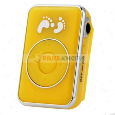 Cute Footprint Pattern Clip Style Mp3 Media Player With Tf Slot(orange)