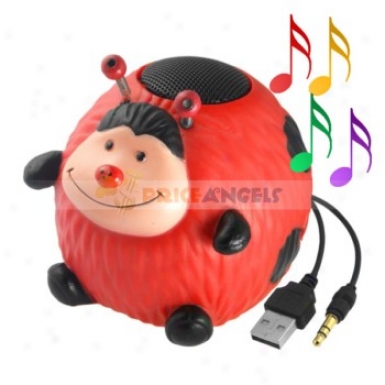 Cute Ladybug Shaped Multimedia Stereo Desktop Speaker For 3.5mm Jack Mp3 Cd Pc Notebook Computer Cell Phone