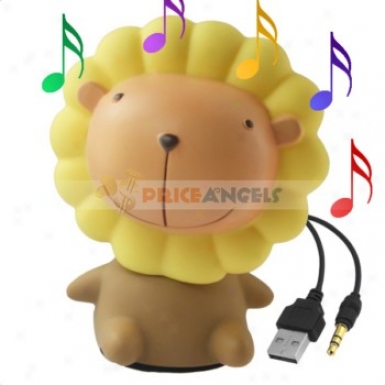 Cute Lion Shape 3.5mm Audio Decoration Jack Speaker Loudspeaker For Mp3 Cd Player Pc Notebook Computer Cell Phone