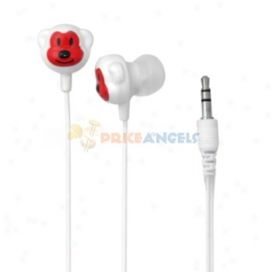 Cute Monkey Shaped 3.5mm Sterreo Earphone Headphone(red+white)