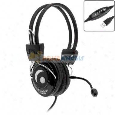 Feinier Adjustable Usb Sterso Headset Headphone Earphone With Microphone/volume Control For Computer(black)