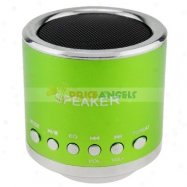 Feinier Mini Cylinder Usb Powered Multimedia Speaker With Micro Sd Slot For Pc Mp3 Mp4 Player(green)