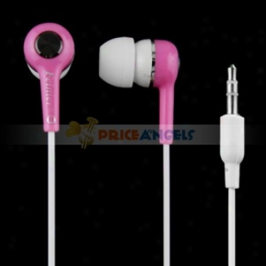 Feinier Simple 3.5mm Auddio Jack Stereo In-ear Earphone Headphone Headset Earpiece For Mp3 Mp4 Player(pink)