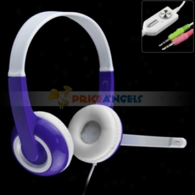 Koniycoi 3.5mm Jack Stereo Headset Headphone With Microphone/volume Control For Laptop Pc(purple)