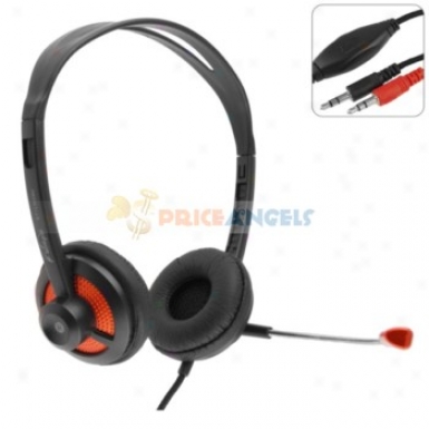 Koniycoi Kt-1300mv 3.5mm Jack Stereo Headset Headphone With Microphone/volume Control For Laptop Pc(orange)