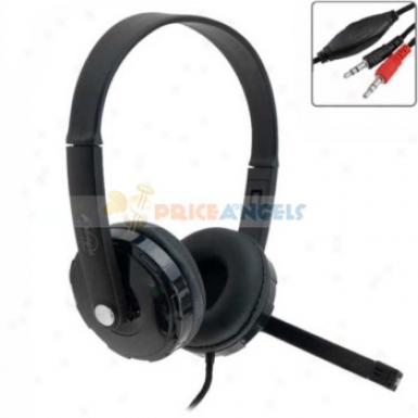 Koniycoi Kt-2200mv 3.5mm Jack Stereo Headset Headphone With Microphone/volume Ascendency For Laptop Pc(black)
