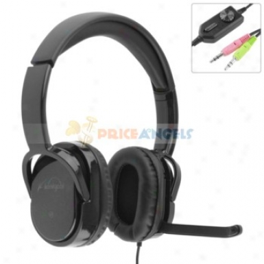 Koniycoi Kt-2300mv 3.5mm Jack Stereo Headset Headphone With Microphone/volume Control For Laptop Pc(black)