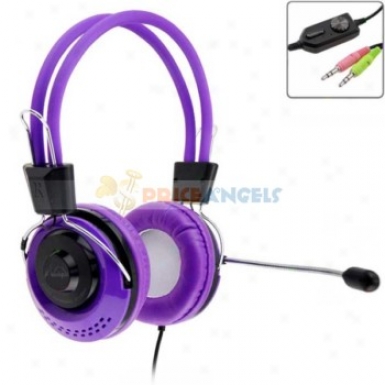 Koniycoi Kt-5000mv 3.5mm Jack Stereo Headset Headphone By the side of Microphone/volume Control For Latop Pc(purple)