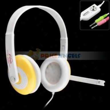 Koniycoi Kt-5300mv 3.5mm Jack Stereo Headset Headphone With Microphone/volume Control For Laptop Pc(yellow)