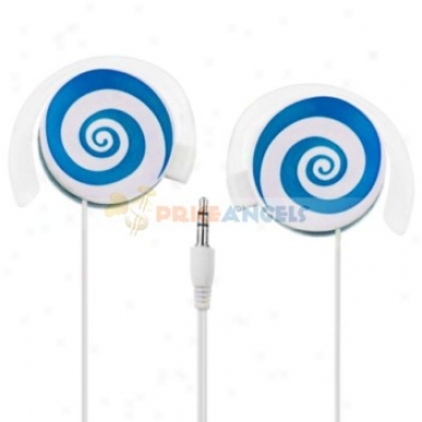 Lolipop Shaped On-ear Hook Style Stereo Earphone Headset(light Blue)