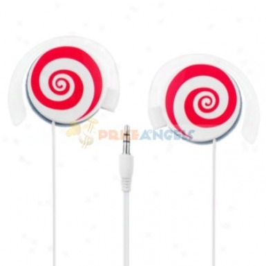 Lolipop Shaped On-ear Hook Style Stereo Earphone Headset (red)
