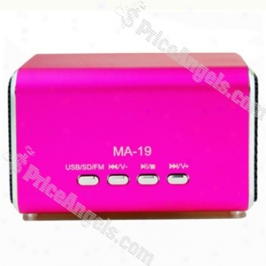 Ma19 Mini Box Style Rechargeable Mp3 Speajer With Fm/tf Slot-magenta