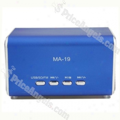 Ma19 Mini Box Style Rechargeable Mp Speaker With Fm/tf Slot-blue