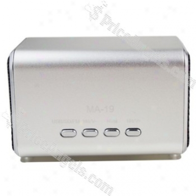 Ma19 Mini Box Style Rechargeable Mp3 Speaker With Fm/tf Slot-silver