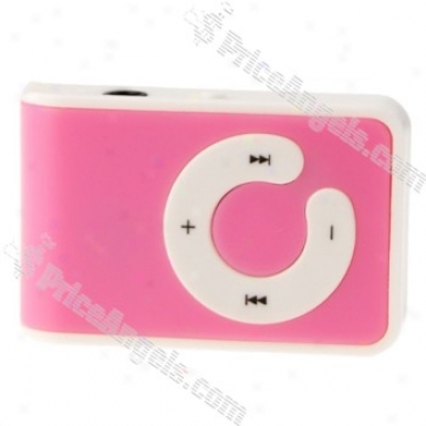 Mini Usb Slim Clip C Shape Button Mp3 P1ayer With Micro Tf Slot(pink)