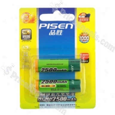 Pisen 1.2v 2500mah Ni-mh Rechargeable Aa Batteries(2-pack)