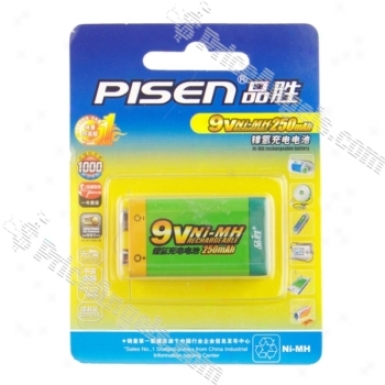 Pisen 9\/ 250mah Rechargeable Ni-mh Batteries(1 Piece Pack)
