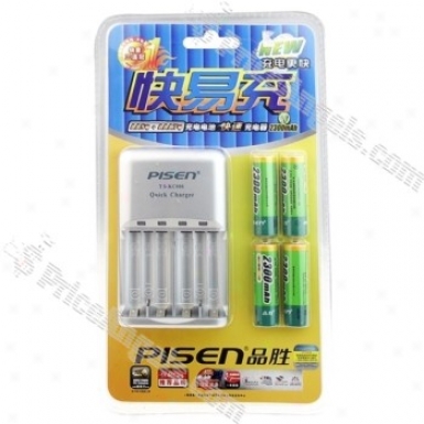 Pisen Digital Aaa/aa Battery Ac Charger With 4*2300mah Aa Rechargeable Battery
